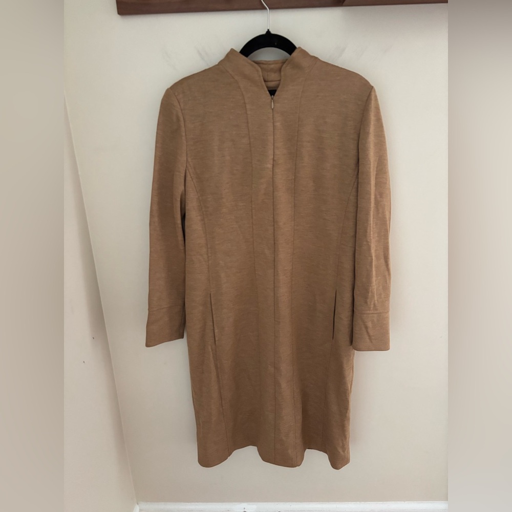 AKRIS Punto Wool Mock Neck Double Face Dress Camel size 12